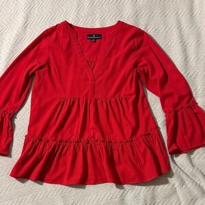 Tuckernuck Small Pomander Place Vibrant Red V-Neck Blouse